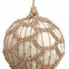 The Christmas Palace Christmas Ornaments 4" WHITE VELVET & GOLD JEWELED ORNAMENT SET OF 4