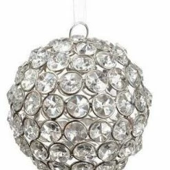 The Christmas Palace 4" SILVER JEWEL DAZZLING ORNAMENT SET OF 4 Christmas Ornaments