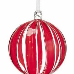 The Christmas Palace 5" RED CLEAR GLASS ORNAMENT SET OF 4