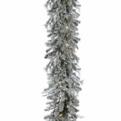 The Christmas Palace 9 FT X 20" SNOW FLOCKED GARLAND PRELIT 100 LED Garlands