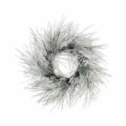 The Christmas Palace 24" SNOW PINE WREATH WITH CONES UNLIT