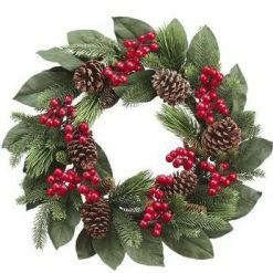 The Christmas Palace Wreaths 24" RED BERRY PINE CONE WREATH UNLIT