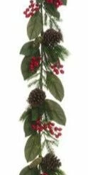 The Christmas Palace 6 FT HOLLY BERRY WITH PINE SPRIGS GARLAND UNLIT
