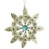 The Christmas Palace 9" GOLD & GREEN RHINESTONE SNOWFLAKE SET OF 4
