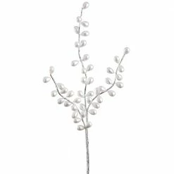 The Christmas Palace 24" WHITE PEARL SPRAY PICK SET OF 6 Stems & Picks