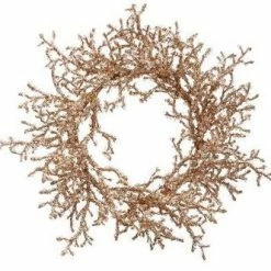 The Christmas Palace 24" ICED GLITTER GOLD WREATH