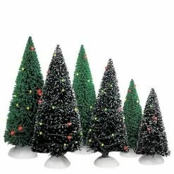 The Christmas Palace VILLAGE ACCESSORY GREEN TWINKLING TREES PACK OF 3 Department 56
