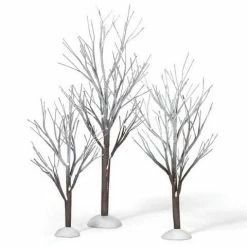 The Christmas Palace Department 56 VILLAGE ACCESSORY FIRST FROST TREES PACK OF 3