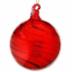 The Christmas Palace Christmas Ornaments 3.5" RED THICK MERCURY GLASS SWIRL ORNAMENT SET OF 6