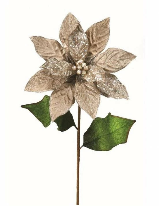 Budget π― The π Christmas Palace Flowers 27" TAUPE VELVET SEQUIN POINSETTIA STEM SET OF 12 β¨ 2 The Christmas Palace Flowers 27" TAUPE VELVET SEQUIN POINSETTIA STEM SET OF 12