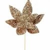 The Christmas Palace Flowers 24" GOLD SEQUINED POINSETTIA STEM SET OF 12