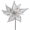 The Christmas Palace 24" SILVER JEWELED EDGE POINSETTIA SET OF 6