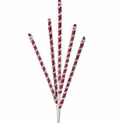 The Christmas Palace 24" FROSTED PEPPERMINT STICK X5 SPRAY SET OF 12