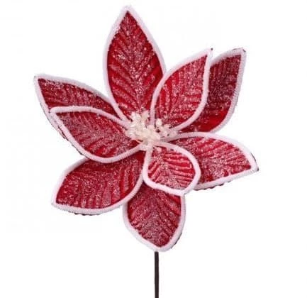 Wholesale βοΈ The π Christmas Palace 24" RED FROSTED COTTON π¬ CANDY POINSETTIA STEM SET OF 12 π 1 The Christmas Palace 24" RED FROSTED COTTON CANDY POINSETTIA STEM SET OF 12