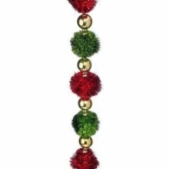 The Christmas Palace Changing Of The Guards 26" RED & GREEN METALLIC POMPOM PICK SET OF 12