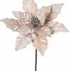 The Christmas Palace Flowers 24" TAUPE GLITTER EDGE VELVET POINSETTIA SET OF 12
