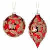 The Christmas Palace 4-6" GLASS BEADED SCROLL BALL & FINIAL ORNAMENT ASSORTED SET OF 6 Christmas Ornaments