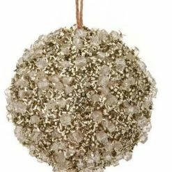 The Christmas Palace 4" GOLD DIAMOND ICED BALL ORNAMENT SET OF 12 Golden Empire