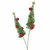 The Christmas Palace 26" GREEN & RED GLITTER TREE BALL PICK SET OF 6 Stems & Picks