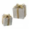 The Christmas Palace 8" & 10" SILVER & GOLD BEADED GIFT BOX SET OF 2