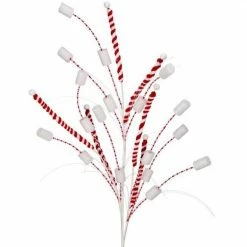 The Christmas Palace 34" PEPPERMINT STICK MARSHMALLOW SPRAY SET OF 12