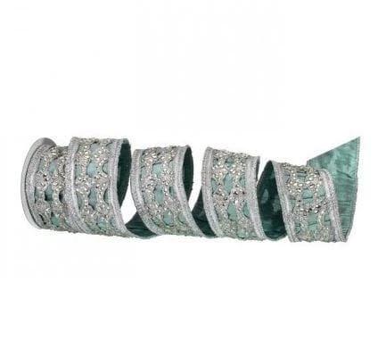Best reviews of 𧨠The π Christmas Palace Ribbon & Bows 2.5" X 5YD AQUA & SILVER JEWELED CUT OUT DUPION RIBBON β 1 The Christmas Palace Ribbon & Bows 2.5" X 5YD AQUA & SILVER JEWELED CUT OUT DUPION RIBBON