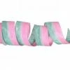 The Christmas Palace 2.5" X 10YD PINK & GREEN CANDY STRIPE WIRED RIBBON