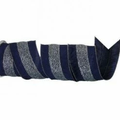 The Christmas Palace 4" X 10YDS GLITTER MESH STRIPE DUPION WIRED RIBBON