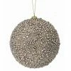The Christmas Palace Christmas Ornaments 6" CHAMPAGNE METALLIC MINI BEAD BALL ORNAMENT SET OF 6