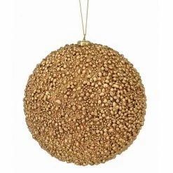 The Christmas Palace 6" GOLD METALLIC MINI BEAD BALL ORNAMENT SET OF 6 Christmas Ornaments