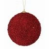 The Christmas Palace Christmas Ornaments 6" RED METALLIC BEADED ORNAMENT SET OF 6