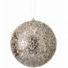 The Christmas Palace 6" PLATINUM ICED BALL ORNAMENT SET OF 6