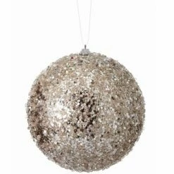 The Christmas Palace 6" PLATINUM ICED BALL ORNAMENT SET OF 6