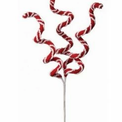 The Christmas Palace 27" CANDY CANE CURLY SWIRL SPRAY SET OF 6 Stems & Picks