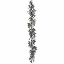 The Christmas Palace 6 FT SNOW BERRY PINE CONE GARLAND