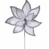 The Christmas Palace 22" WHITE JEWELED EDGE VELVET POINSETTIA STEM SET OF 12 Flowers