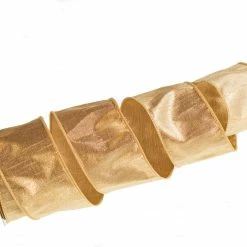 The Christmas Palace Ribbon & Bows 2.5" X 10YD GOLD METALLIC DUPION RIBBON