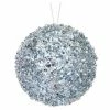 The Christmas Palace 5" ICED ARCTIC BLUE SEQUIN BALL ORNAMENT SET OF 6