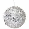 The Christmas Palace Christmas Ornaments 5" SILVER SEQUINED BALL ORNAMENT SET OF 6