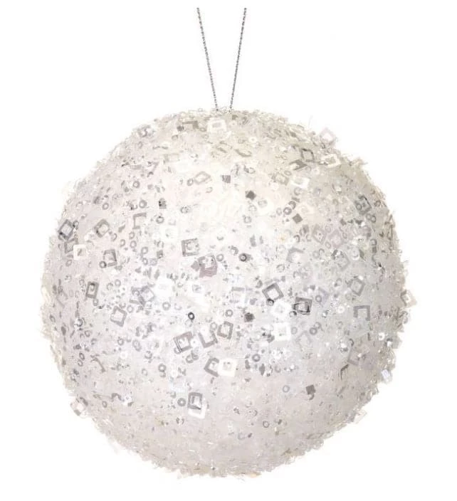 Buy 𧨠The π Christmas Palace 5" WHITE SEQUINED BALL ORNAMENT SET OF 6 π 1 The Christmas Palace 5" WHITE SEQUINED BALL ORNAMENT SET OF 6