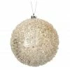 The Christmas Palace 4" CHAMPAGNE ICED METALLIC BALL ORNAMENT SET OF 12