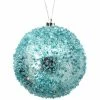 The Christmas Palace 4" BLUE ICED METALLIC BALL ORNAMENT SET OF 12 Christmas Ornaments