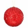 The Christmas Palace Christmas Ornaments 6" RED ICED METALLIC BALL ORNAMENT SET OF 6