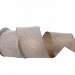 The Christmas Palace Ribbon & Bows 4" X 10YD BEIGE SUGAR LINEN RIBBON