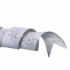 The Christmas Palace Ribbon & Bows 4" X 10YD GLITTER SNOWFLAKE SILVER BACK RIBBON