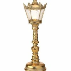 The Christmas Palace Table Tops 16" GOLD LED GILDED ORNATE LAMP POST BATTERY OPERATED