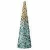 The Christmas Palace Table Tops 18" CHAMPAGNE & BLUE SEQUIN CONE TREE