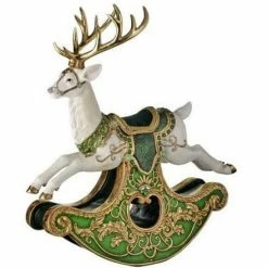 The Christmas Palace 23" RESIN EMERALD ROCKING DEER Table Tops