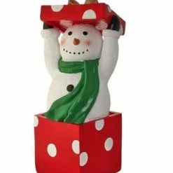 The Christmas Palace OVERSIZED DECOR 2 FT SNOWMAN STANDING IN A GIFT BOX