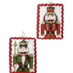 The Christmas Palace 5" GLASS NUTCRACKER ORNAMENT ASSORTED SET OF 2